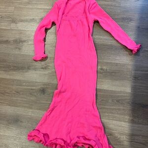 Fashion Nova Vibrant Pink Long Sleeve Dress